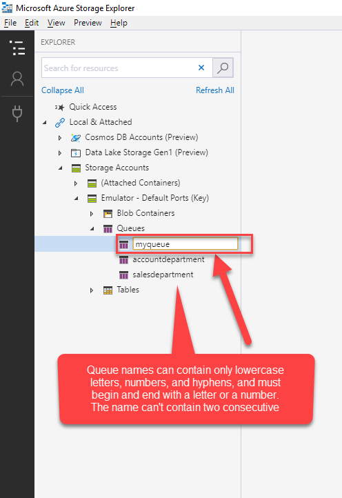 view blobs in azure storage emulator location