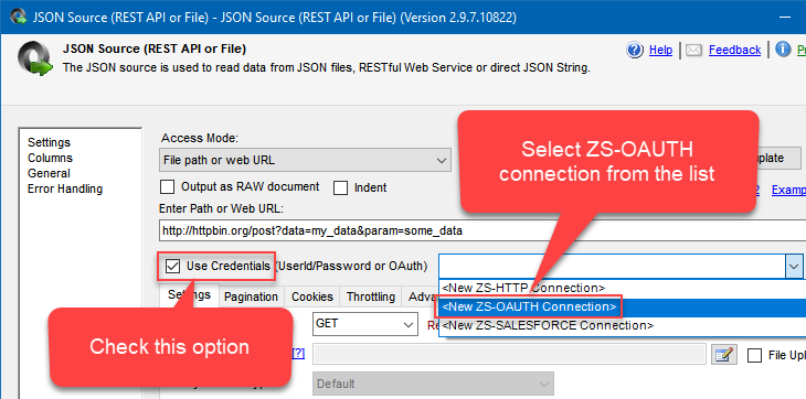 Authentication - Migrate Postman OAuth setting to SSIS JSON / XML Source