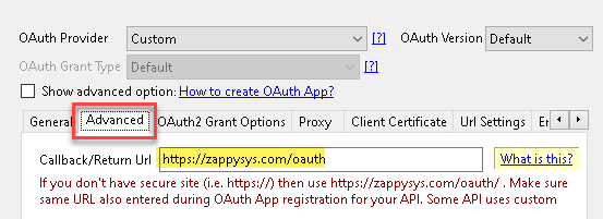 OAuth2 Connection - Callback / Redirect URL