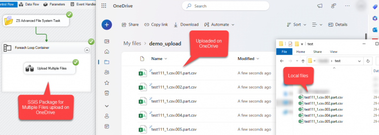Multiple files uploaded on OneDrive using SSIS