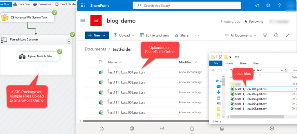 Multiple files uploaded on SharePoint Online using SSIS