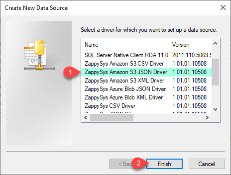 ZappySys ODBC Driver - Create Amazon S3 JSON Driver