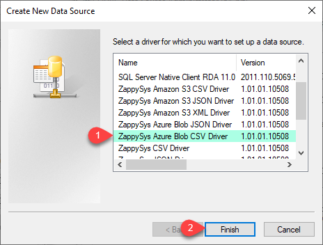 ZappySys ODBC Driver - Create Azure Blob CSV Driver
