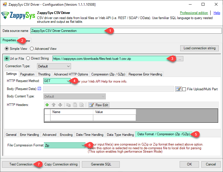 ZappySys ODBC Driver - Configure CSV Driver