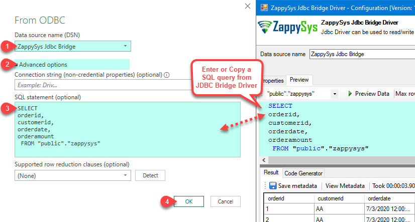 ZappySys JDBC Bridge ODBC Driver : Load Data Into MS-Excel - Select DSN