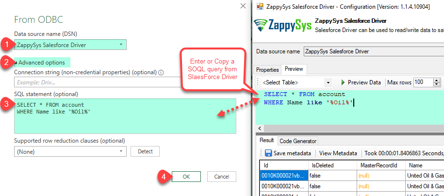 ZappySys SalesForce ODBC Driver : Load Data Into MS-Excel - Select DSN