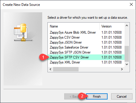 ZappySys ODBC Driver - Create SFTP CSV Driver
