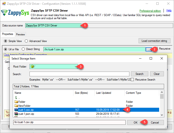 ODBC SFTP Driver - Select File