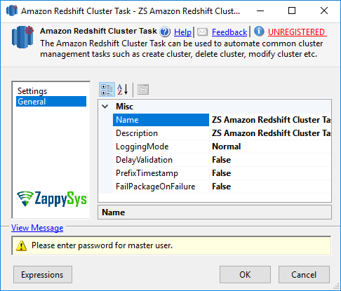 SSIS Amazon Redshift Cluster Task