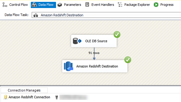 SSIS Amazon Redshift Destination - Execute Package