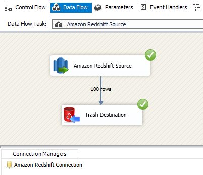 SSIS Amazon Redshift Source - Query Mode Execute