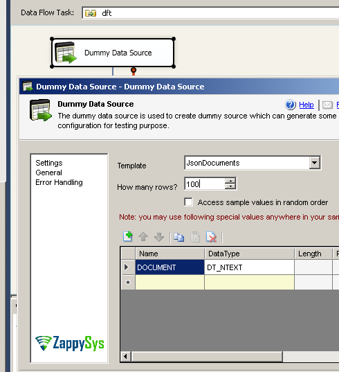SSIS ZS Dummy Data Source - Configure