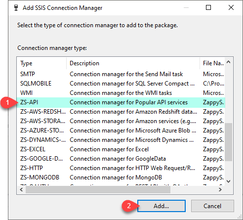 SSIS API Connection - ADD
