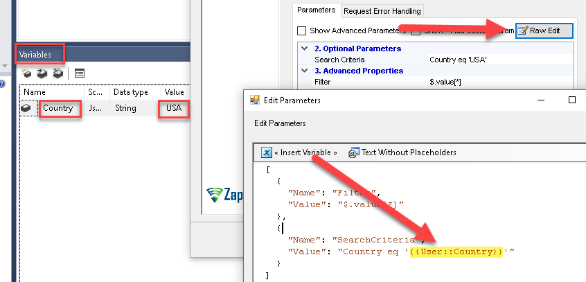 SSIS API Source / Destination - Using Variable for Dynamic Value
