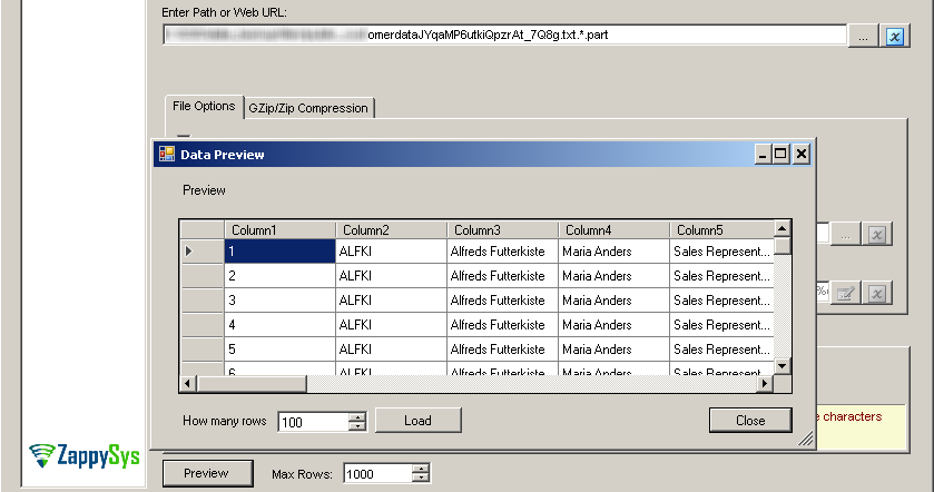SSIS Azure Blob CSV File Source - Design time data preview