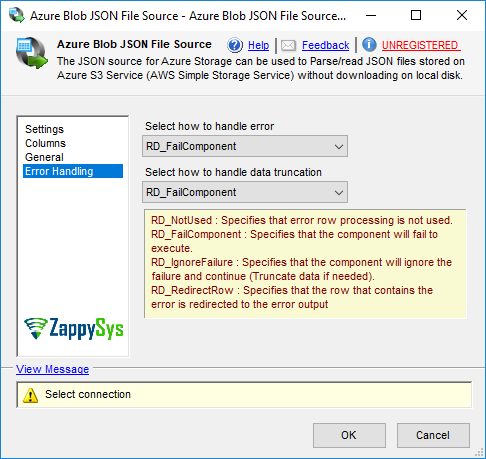 SSIS Azure Blob JSON File Source - Setting UI