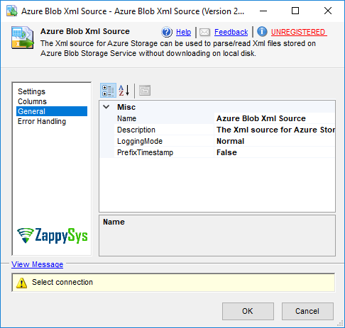 SSIS Azure XML JSON File Source - Setting UI