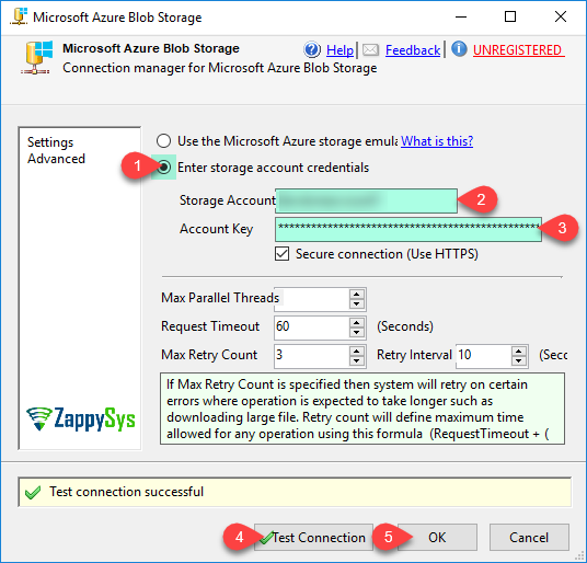 SSIS Azure Blob CSV File Destination - Create SSIS Azure Storage Connection Manager