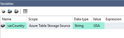 SSIS Azure Table Storage Source - Create Variable