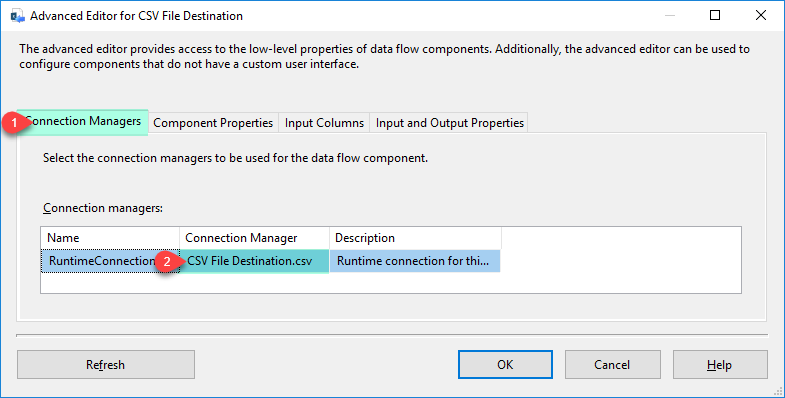 add connection manager to SSIS csv destination