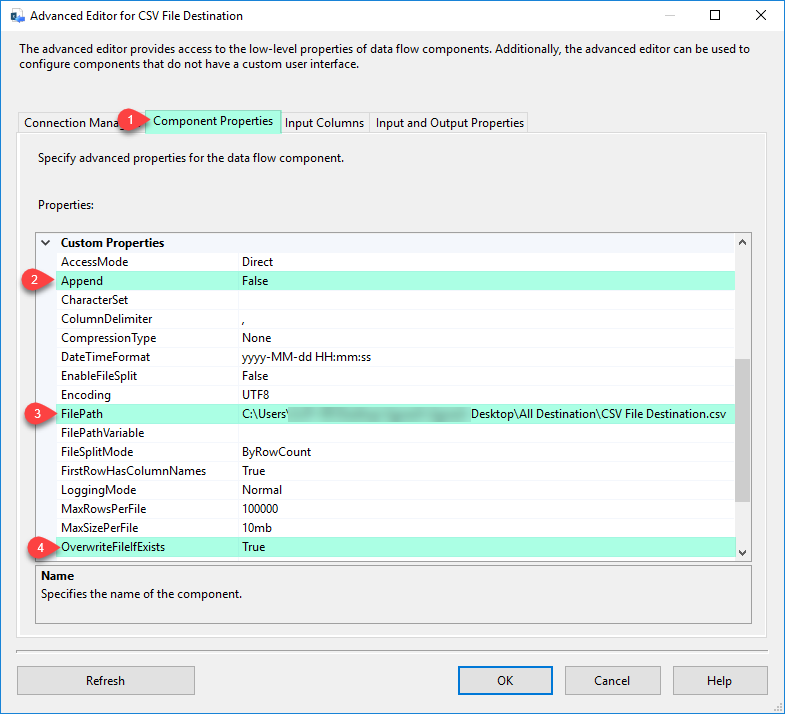 append data in SSIS destination