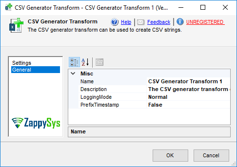 SSIS CSV Generator - Setting UI