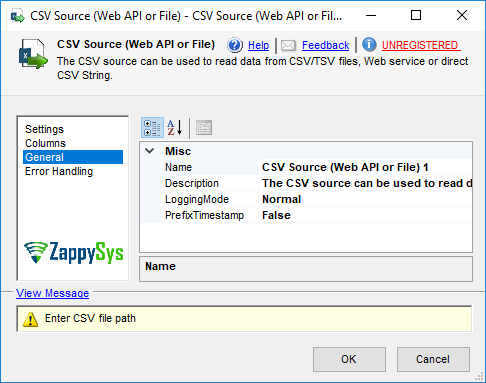 SSIS CSV Source (Web API or File) - Setting UI