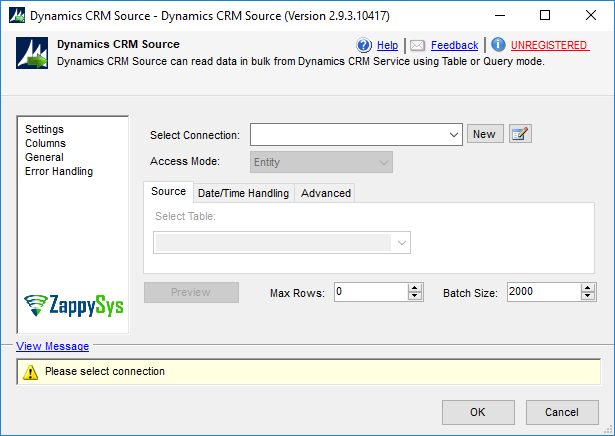 SSIS Dynamics CRM Source - Setting UI