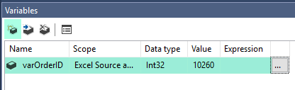 SSIS Excel Source - Create Variable