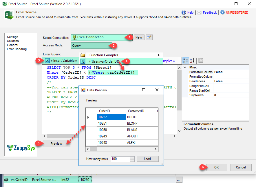 SSIS Excel File Source - SQL Query Mode