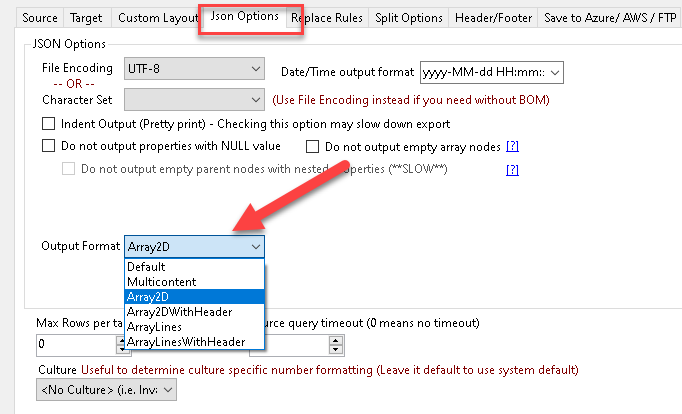 SSIS Export JSON File Task - Export as 2D Array