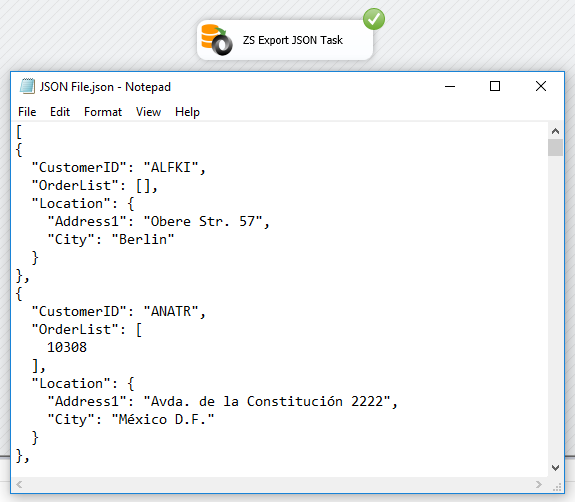 SSIS Export JSON File Task - Custom Layout Execute