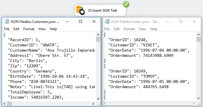 SSIS Export JSON File Task - Execution Log