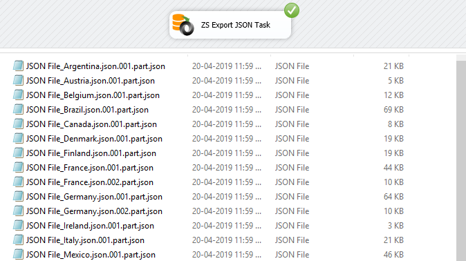 SSIS Export JSON File Task- Split Option Execute
