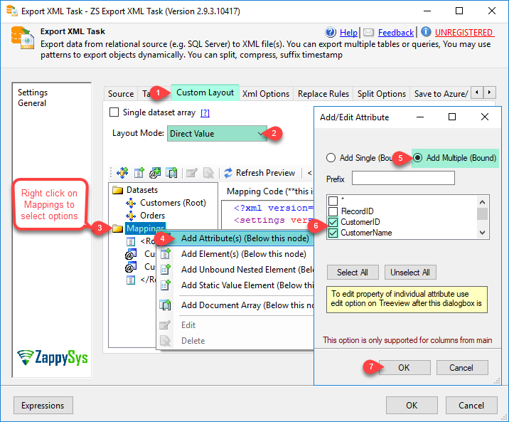 SSIS ExportXML File Task - Layout Editor Add Attribute