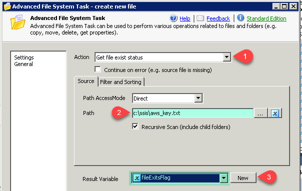 Advanced SSIS File System Task - SSIS check file exists (check for single or multiple files)