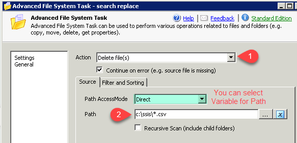 Advanced SSIS File System Task - SSIS Delete Multiple Files (Use wildcard)