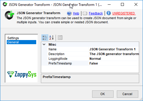 SSIS JSON Generator - Setting UI