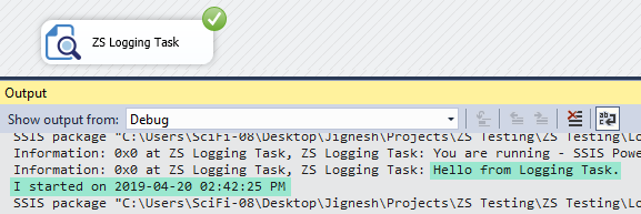 SSIS Logging Task - Execution log message with variable replacement at runtime