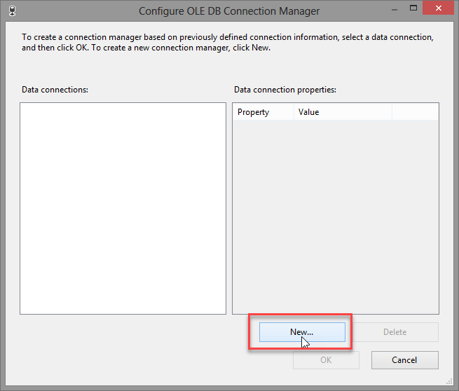SSIS OLE DB Connection - Create New Connection