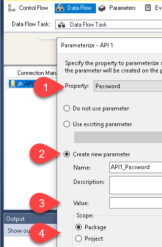 Create new Parameter for Dynamic SSIS Connection Property