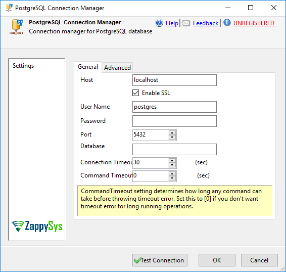 SSIS PostgreSQL Connection - Setting UI