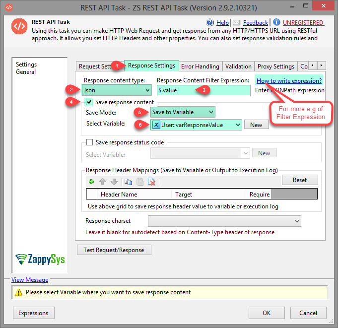 SSIS REST Api Task - HTTP Response Save to File or Variable, Filte using XPATH or JSON PATH