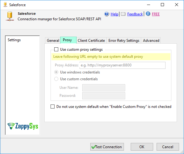 SSIS Salesforce Connection Manager - Proxy 