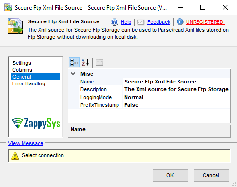 SSIS Secure FTP XML File Source - Setting UI