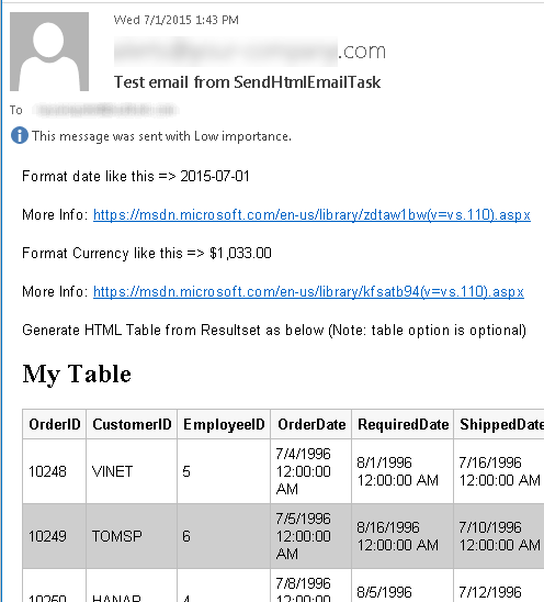 SSIS Send HTML Email Task