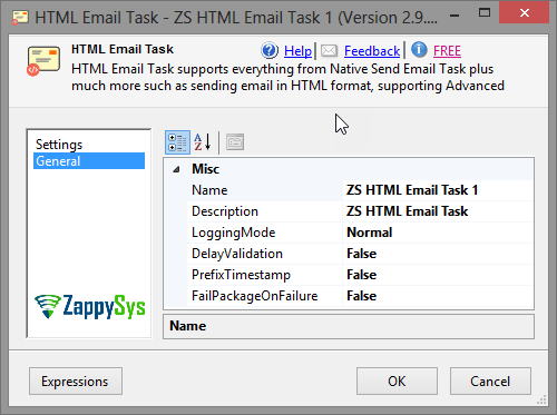 SSIS Send HTML Email Task - Setting UI