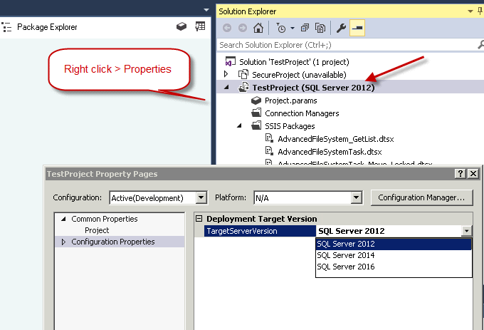 How to change SSIS Package Version in Visual Studio 2015 or Higher –  ZappySys Help Center