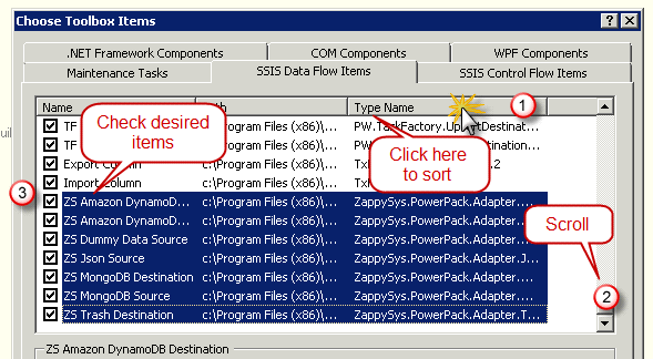 ssis-toolbox-sql-2008-2005-choose-dataflow-items-add-transforms-source-target-adpaters