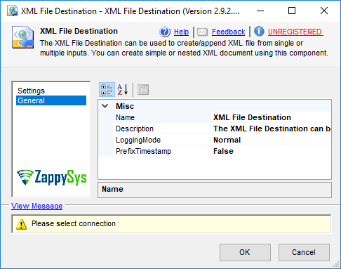 SSIS XML File Destination - Setting UI